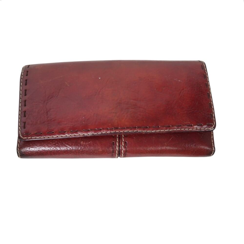 Fossil Red-Brown Leather Clutch Fold Wallet